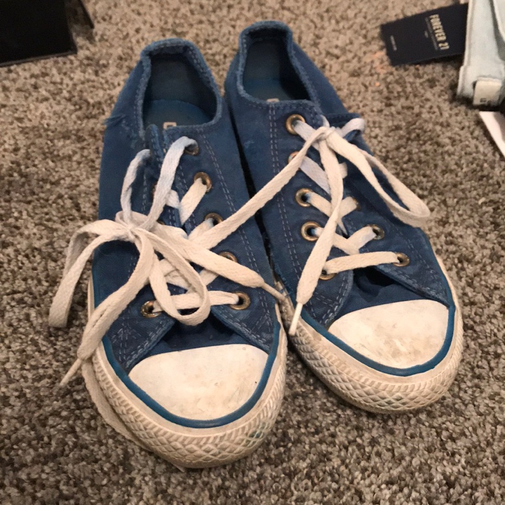 Distressed blue converse